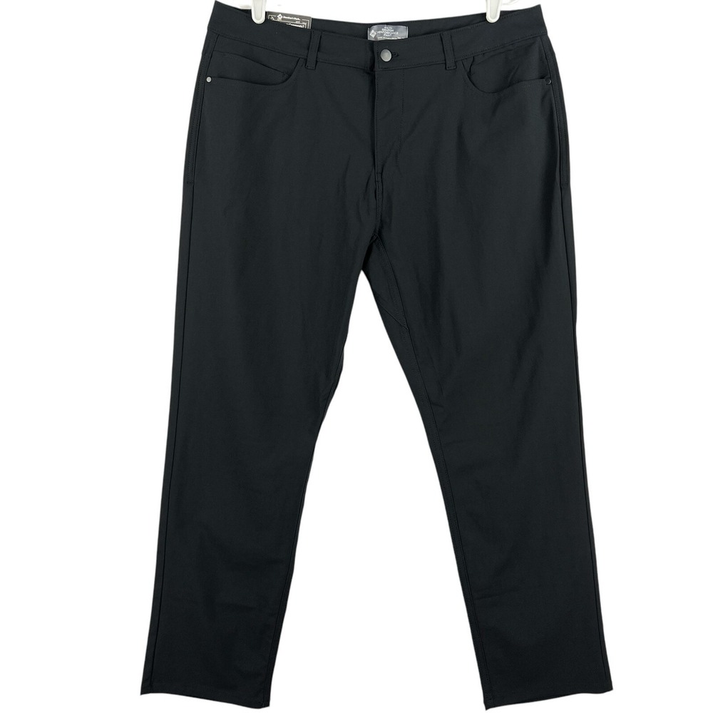 NWT Members Mark Men Benton Performance Stretch Black Pant 38x30 Slim Fit UPF 30
